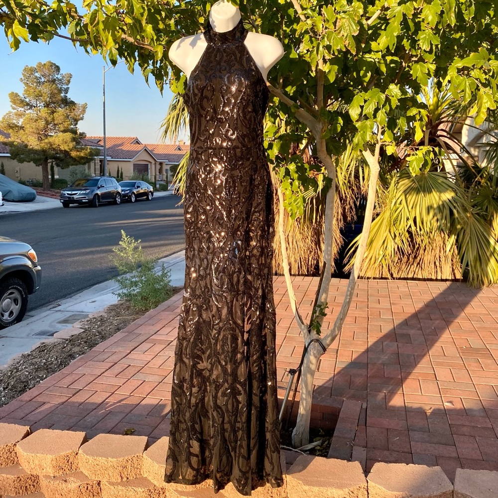 Banjul black sequin gown